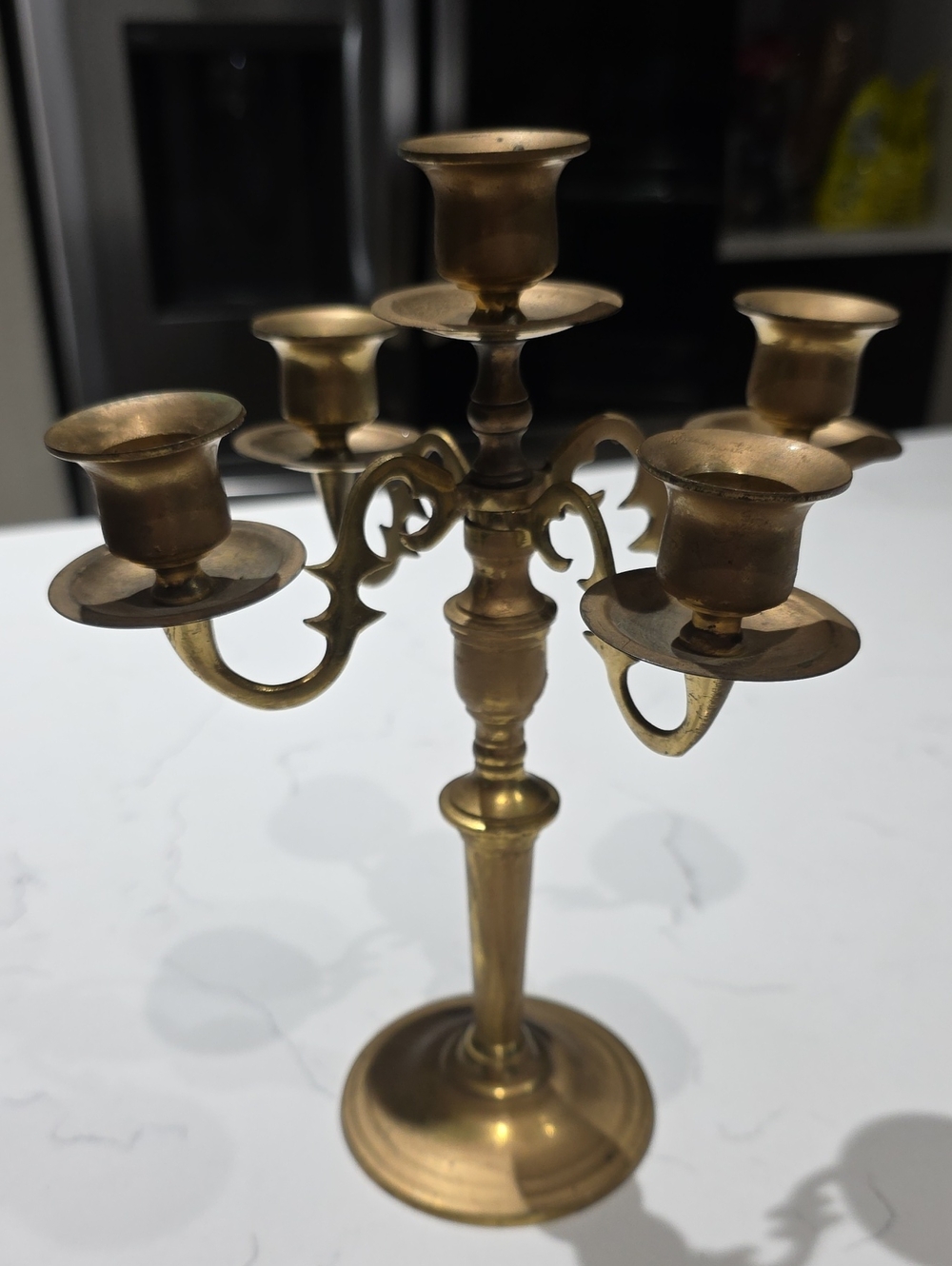 Vintage Solid Brass 5-Arm Candelabra - Gold Home Accent JAPAN